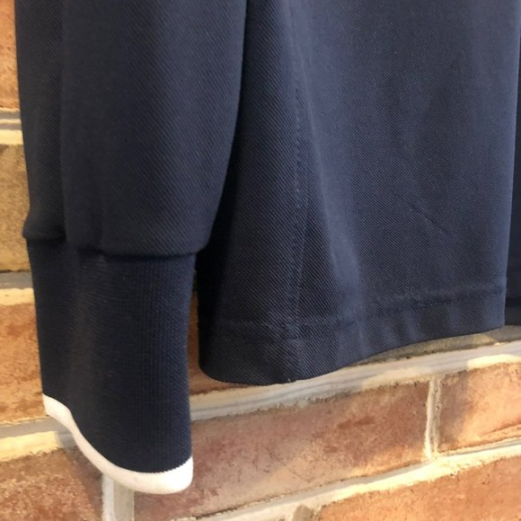 Izod Performance LS 1/4 Zip Pullover Mens L Blue White Stipes - Picture 3 of 6